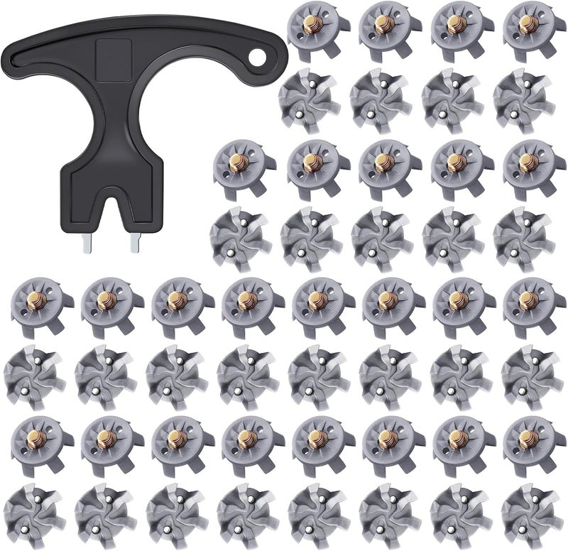 Acebirdie 51 Pcs Golf Shoe Spikes Replacements Set Includes 50 Shoe Cleats Replacement & 1 Black Cleats Spanner Metal Thread Screw 6 mm Dia Golf Accessories - Image 1